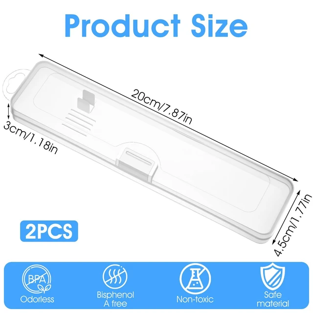 Alt view image 3 of 7 - SynHHergyx 2 Pack Transparent Toothbrush Travel Case, Portable Plastic Clear Travel Size Toothbrush and Toothpaste Storage Container, Hard Plastic Carrying Box with Hook