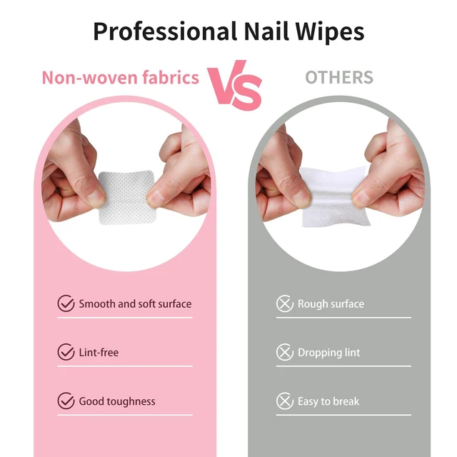 Alt view image 3 of 6 - 200 Pieces Nail Cotton Pads, 1 Pull-Down Pump Dispenser Bottle, Super Absorbent Soft Non-Woven Eyelash Glue Wipes, Nail Polish Dehumidifier for Eyelash Extensions and Nai