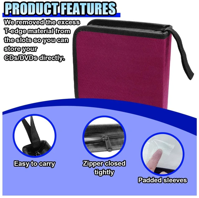 Alt view image 4 of 6 - 40-Capacity Car CD DVD Disc Storage Binder Wallet, Purple