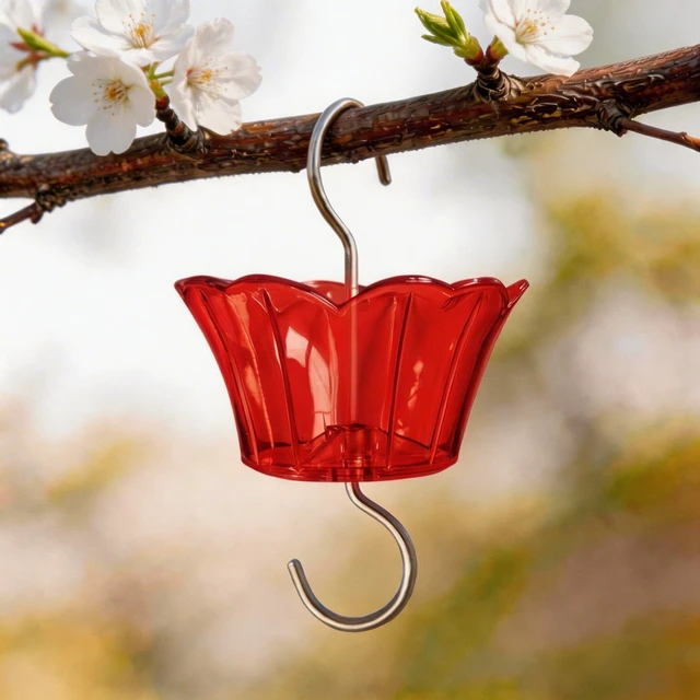 Alt view image 2 of 7 - 3oz Plastic Ant Moat for Hummingbird Feeder, 2-Pack Red Insect Guards