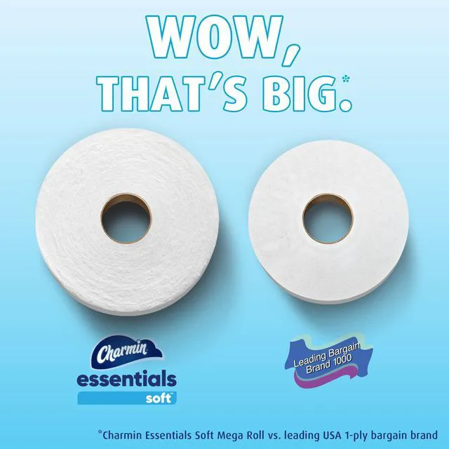 Alt view image 4 of 7 - Charmin Essentials Soft Toilet Paper 6 Mega Rolls, 330 Sheets per Roll