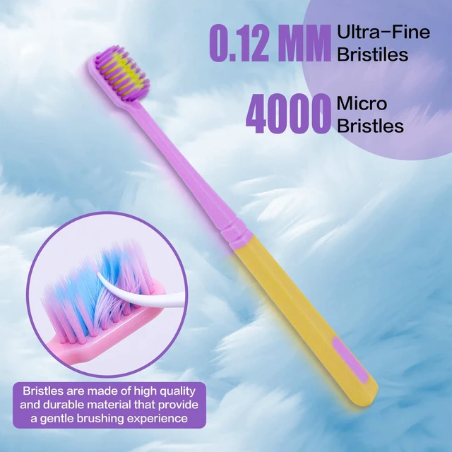 Alt view image 3 of 6 - 6 Pieces Individually Wrapped Extra Soft Toothbrush for Sensitive Teeth & Gums, Compact Small Head, 4000 Ultra-Soft Bristles, Macaron Color