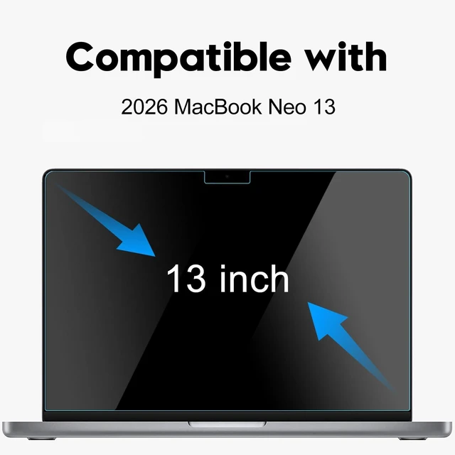 Alt view image 2 of 5 - 2Pack 9H Tempered Glass Screen Protector for 2026 MacBook Neo 13 A18 Pro