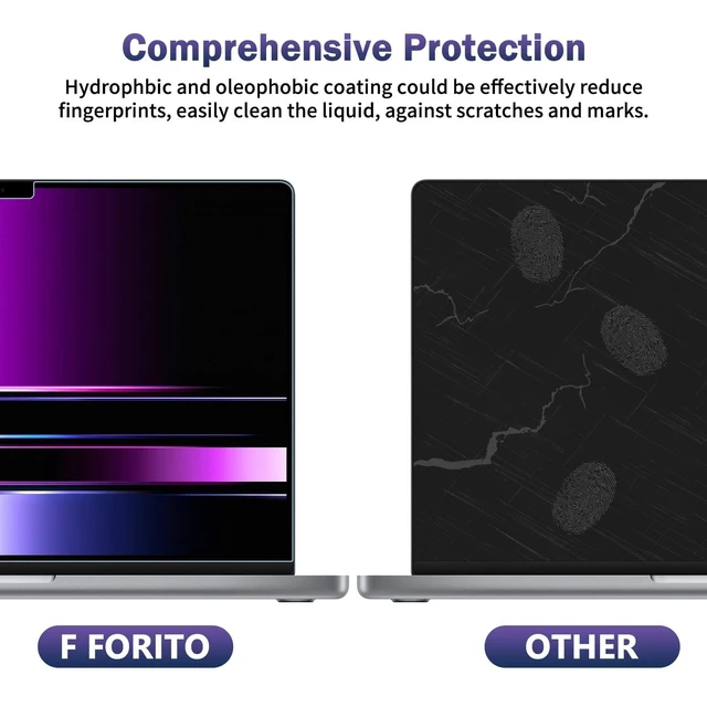 Alt view image 4 of 5 - F FORITO 2-Pack Anti Blue Light Screen Protector Compatible with 2023 MacBook Pro 16 inch M2 Pro /M2 Max Chip Model A2780, Anti Glare & Anti Scratch Laptop Screen Protector