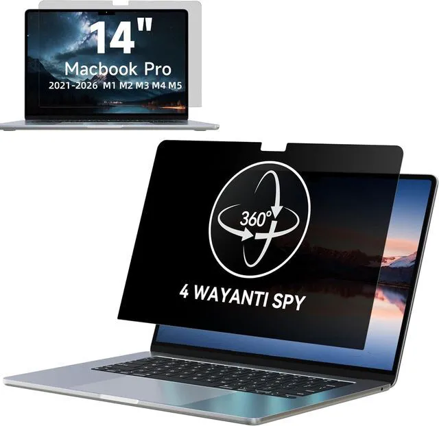 Main image of IPROKKO 360 Privacy Screen for MacBook Pro 14 inch (2021-2026, M1, M2, M3, M4, M5, Pro, Max), Matte Anti Glare Blue Light 14.2in Mac Scratch Resistant Laptop Screen Protector Filter