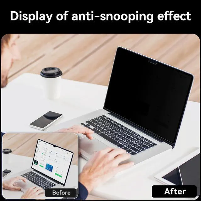 Alt view image 3 of 5 - IPROKKO 360 Privacy Screen for MacBook Pro 14 inch (2021-2026, M1, M2, M3, M4, M5, Pro, Max), Matte Anti Glare Blue Light 14.2in Mac Scratch Resistant Laptop Screen Protector Filter