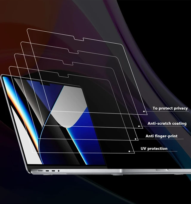 Alt view image 4 of 5 - Dabernur Privacy Screen Protector Compatible with MacBook Pro 14 inch (2021-2024), MacBook Pro 14.2" (M1-M4), Easy Installation/Bubble Free/Anti-Glare/Anti Blue Light for Magnetic Laptop Filter