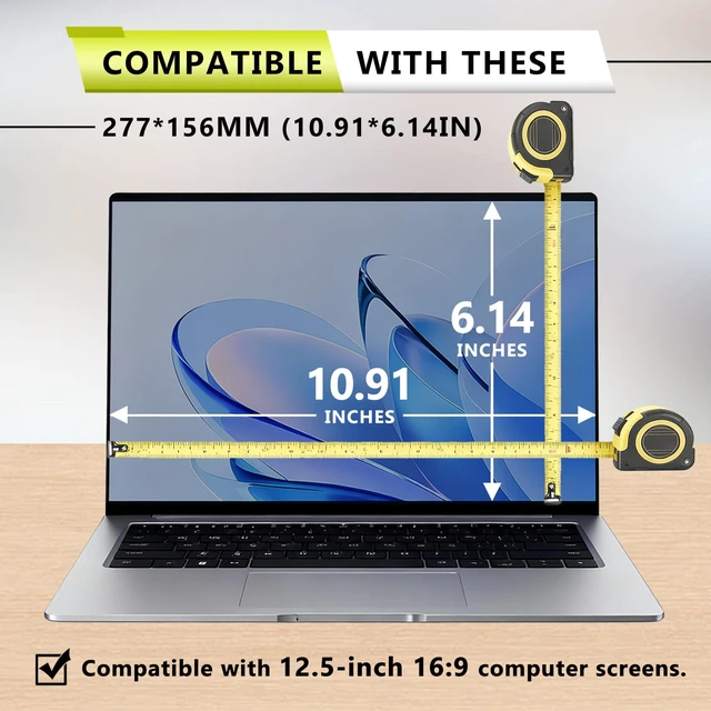 Alt view image 2 of 5 - For 12.5 Laptop Privacy Screen Protectors 16:9 - With camera cover.