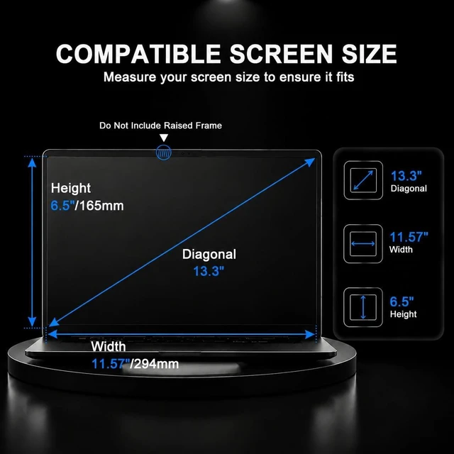 Alt view image 2 of 5 - 2 Pack 13.3 inch Laptop Tempered Glass Screen Protector for HP/Dell/Sony/ASUS/Samsung/Lenovo/Acer/MSI/LG/Razer Blade 13.3" 16:9 Laptop, 9H, Anti Fingerprint, Bubble Free(30