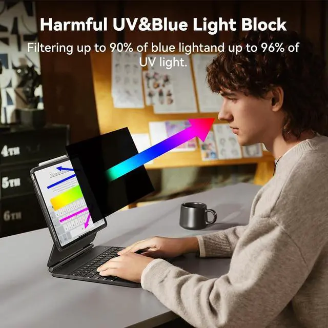 Alt view image 5 of 5 - Voohinddaa Magnetic Privacy Screen for MacBook Air 13.6" M2/M3/M4/M5 2022-2026, Detachable Matte Anti Blue Light Anti Glare Laptop Screen Protector