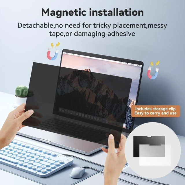 Alt view image 3 of 5 - Voohinddaa Magnetic Privacy Screen for MacBook Air 16.2" M2/M3/M4/M5 2022-2026, Detachable Matte Anti Blue Light Anti Glare Laptop Screen Protector