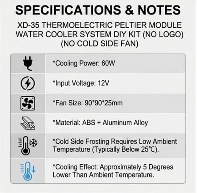 Alt view image 4 of 5 - XD-35 Thermoelectric Cooler Peltier Plate Module, Efficient Cooling System DIY Kit for Small Spaces Pet Cooling Mini Fridge