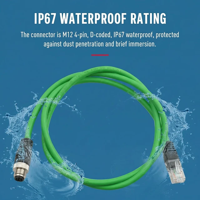 Alt view image 5 of 5 - Eonvic M12 D Code 4 Pin Male to RJ45 Plug High Flex Cat5e Industrial Ethernet PVC Cable for Automation Application (40M, Green)