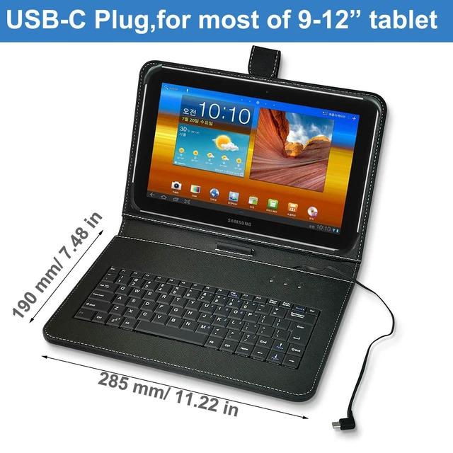 Alt view image 2 of 5 - ENJOY-UNIQUE 9/9.7/10/11 inch Tablet Case Cover with Keyboard Universal Protective Case for 9" 10" 11" Tablet with USB-C Plug External Keyboard, Plug and Play