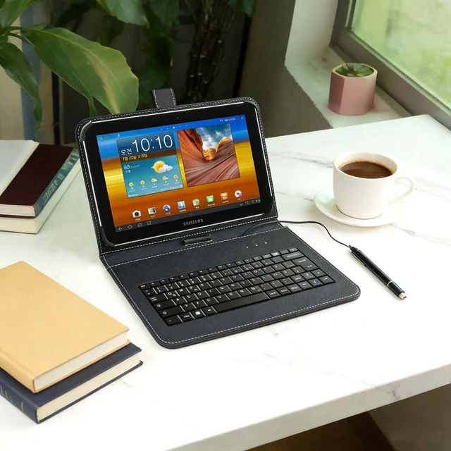 Alt view image 4 of 5 - ENJOY-UNIQUE 9/9.7/10/11 inch Tablet Case Cover with Keyboard Universal Protective Case for 9" 10" 11" Tablet with USB-C Plug External Keyboard, Plug and Play