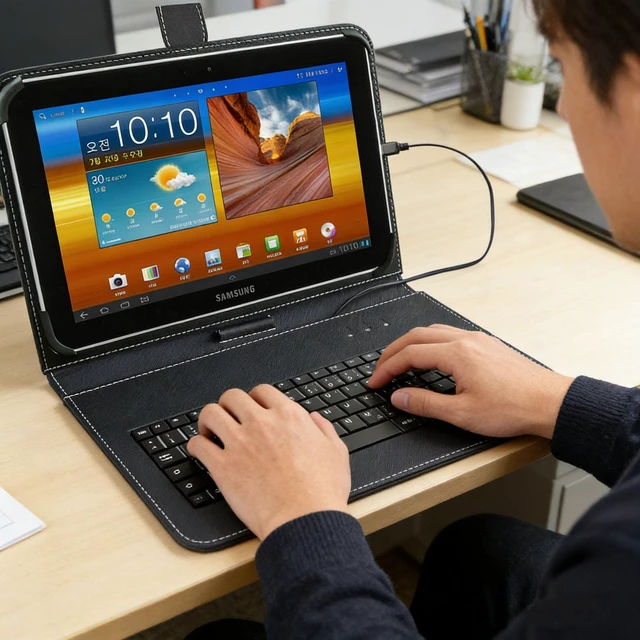 Alt view image 5 of 5 - ENJOY-UNIQUE 9/9.7/10/11 inch Tablet Case Cover with Keyboard Universal Protective Case for 9" 10" 11" Tablet with USB-C Plug External Keyboard, Plug and Play