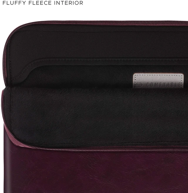 Alt view image 2 of 5 - Comfyable Slim Protective Laptop Sleeve, PU Leather Bag Compatible with 15" MacBook Air (Snug Fit) M5 & 14" MacBook Pro M5 Pro/Max 2026 (Loose Fit), Berry Brown
