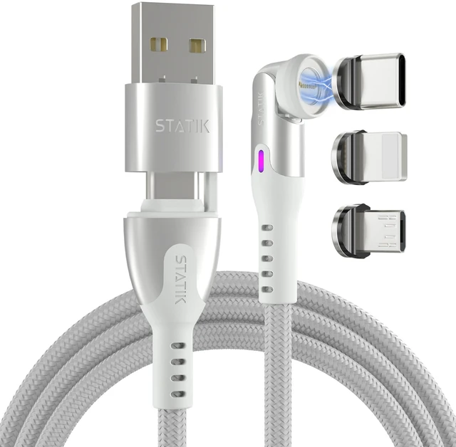 Main image of Statik 360 Pro Magnetic Charging Cable, USB-C Micro-USB iProduct Tips 100W