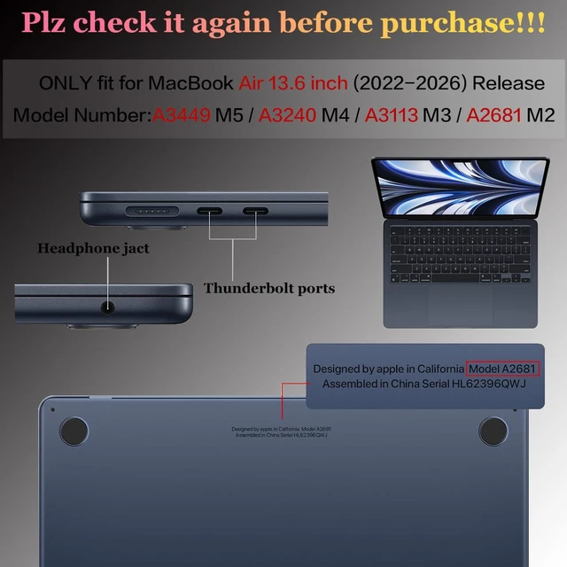 Alt view image 2 of 5 - CISSOOK Compatible with MacBook Air 13.6 inch Case 2026 2025 2024 2023 2022