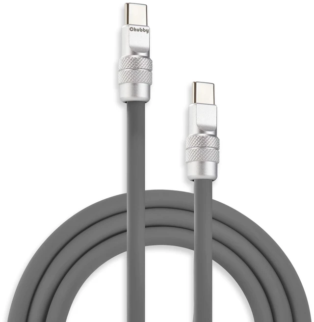 Main image of chubbycable USB C to C 240W Silicone Fast Charging Cable, Gray, 6.6FT