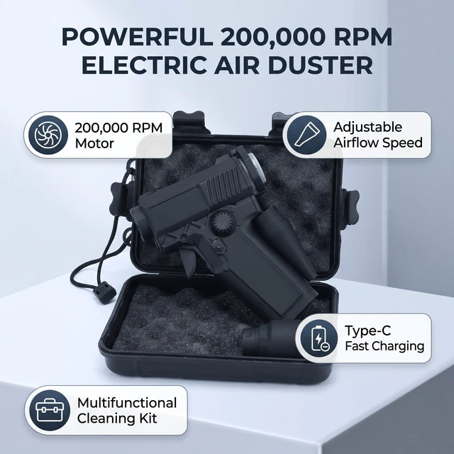 Alt view image 4 of 5 - Electric Air Duster, 200000RPM Multifunctional Dry Blower Stepless Speed Type C Fast Charge for Cleaner Car Computer Keyboard, Inflate, Make Fire
