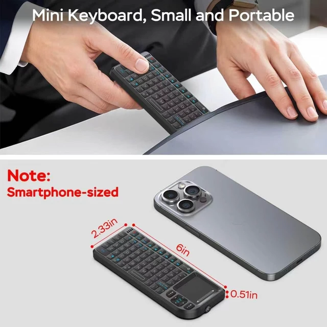 Alt view image 2 of 5 - K808 Mini Keyboard with Touchpad, 2.4G + BT, with 7-Color Backlight