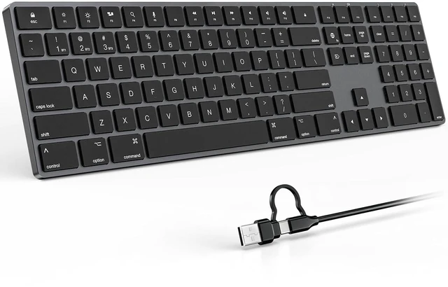Main image of B.FRIENDIT Bluetooth Keyboard for Mac, Aluminum Rechargeable Slim Wireless Keyboard, Multi-Device, Full Size with Numeric Keypad, Silent Scissor Switch for MacBook Pro/Air, iMac, iPad - Space G