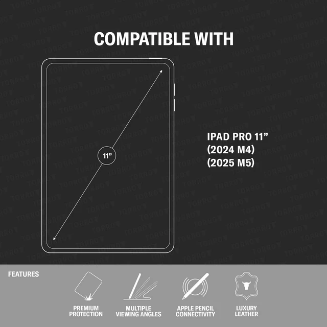 Alt view image 2 of 5 - TORRO Case Compatible with iPad Pro 11 M5 / M4 (2025/2024) Premium Leather iPad Pro 11 2025/2024 Case with Stand Function, Apple Pencil Connectivity and Wake/Sleep Function (Dark Brown)