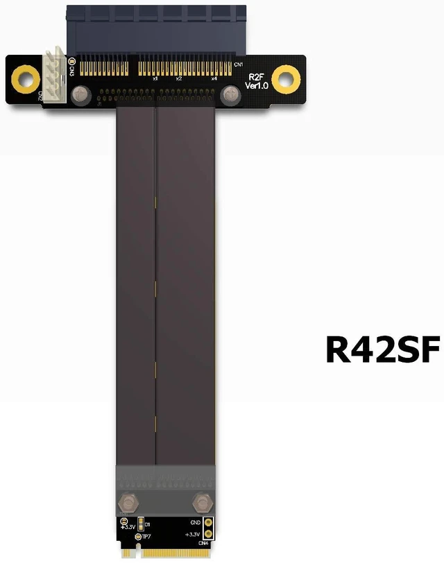 Alt view image 2 of 5 - ADT-LINK Riser PCIe X4 3.0 PCI-E 4X to M.2 NGFF NVMe M Key 2280 Riser Card Gen3.0 Cable M2 Key-M PCI-Express Extension Cord 32G/BPS (15CM,R42SF)