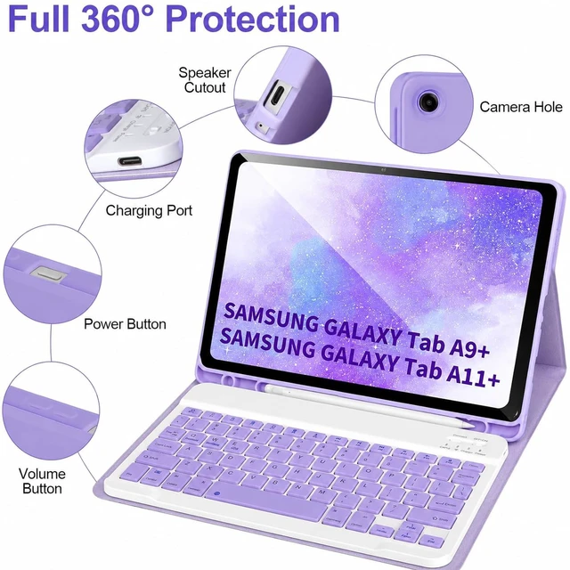 Alt view image 3 of 5 - Keyboard Case for Samsung Galaxy Tab A9+/A11+ Plus 2023/2025 11,Purple