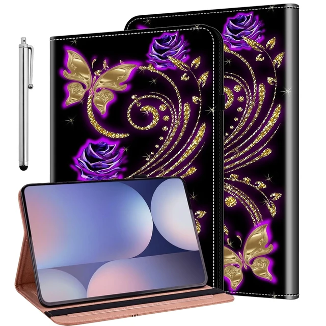 Main image of ALILANG Case for Samsung Galaxy Tab S10+/ S9+/ S8+/ S7 FE/ S7+ 12.4 Inch Tablet Case, Lightweight Folio Shockproof Folding Stand Protector Cover for Samsung Tab S10+ Plus -Purple Butterfly