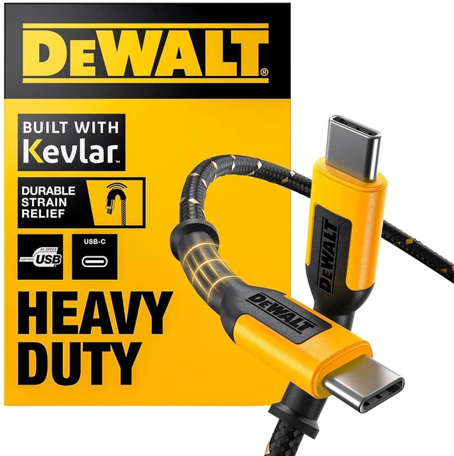 Main image of DEWALT Heavy Duty USB C Cable, Jobsite 60 Watt USB C Cable 10ft