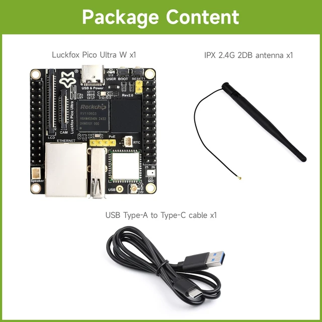 Alt view image 2 of 5 - Waveshare Luckfox Pico Ultra RV1106 Linux Micro Development Board, Integrates ARM Cortex-A7/RISC-V MCU/NPU/ISP Processors, with 8GB EMMC, with Onboard WiFi