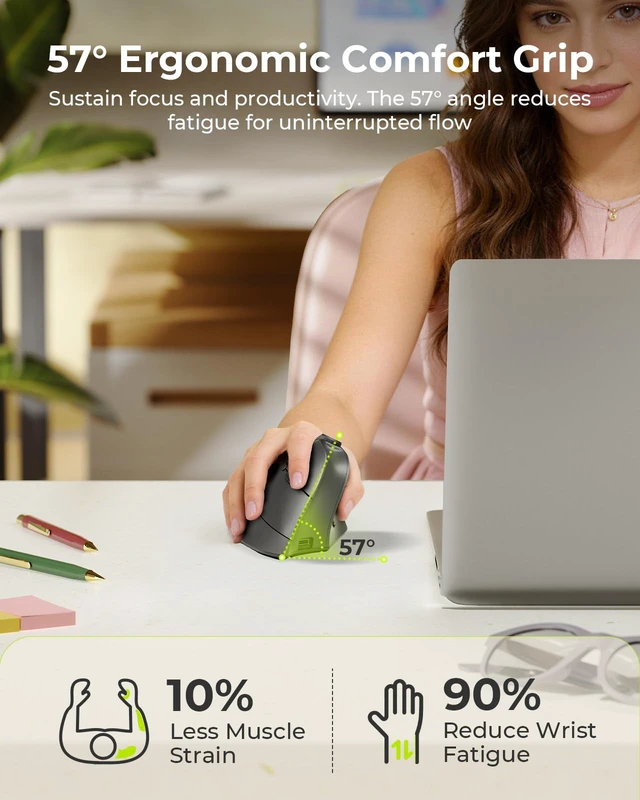 Alt view image 2 of 5 - seenda MOU-302 Wireless Bluetooth Ergonomic Vertical Mouse with Volume Knob