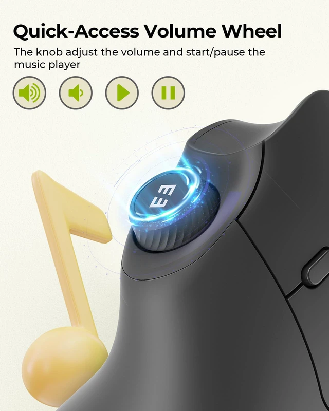 Alt view image 5 of 5 - seenda MOU-302 Wireless Bluetooth Ergonomic Vertical Mouse with Volume Knob