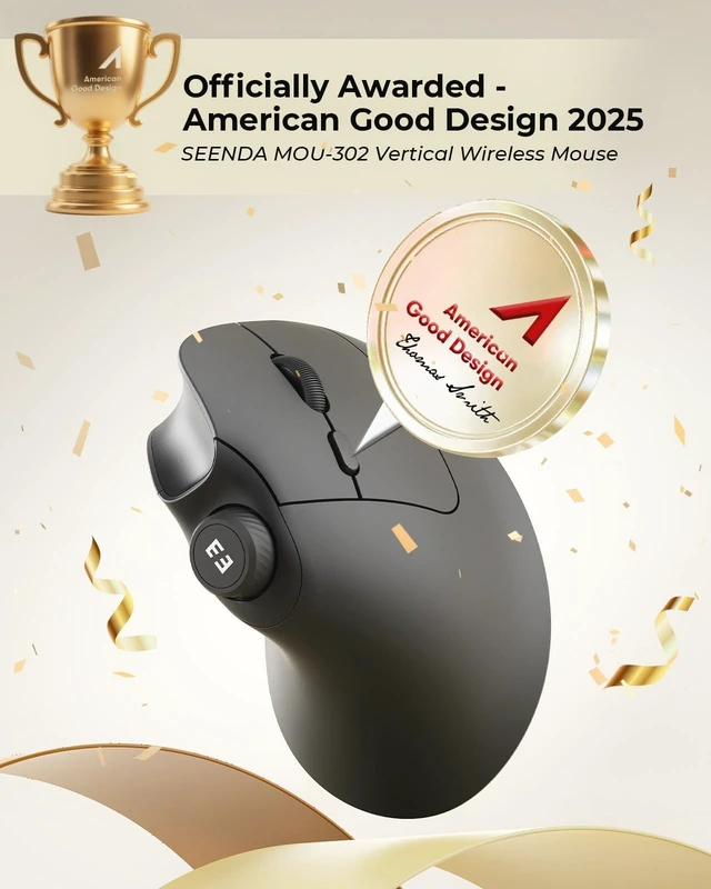 Alt view image 4 of 5 - seenda MOU-302 Wireless Bluetooth Ergonomic Vertical Mouse with Volume Knob