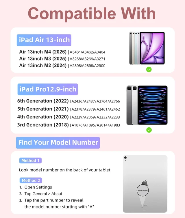 Alt view image 2 of 5 - Hamile for iPad Air 13-inch & Pro 12.9 Case with Keyboard - 7-Color Backlit