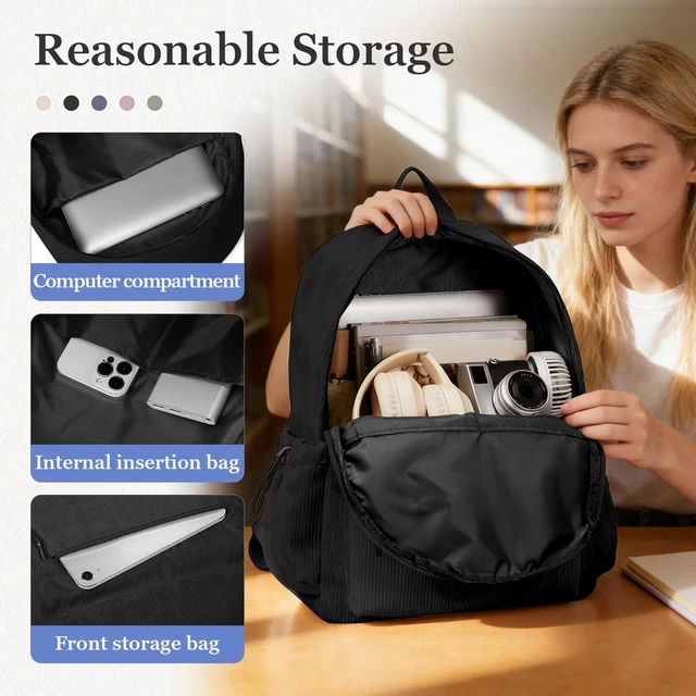 Alt view image 3 of 5 - Black School Backpack for Boys,High School Bookbag,College Backpack for Men