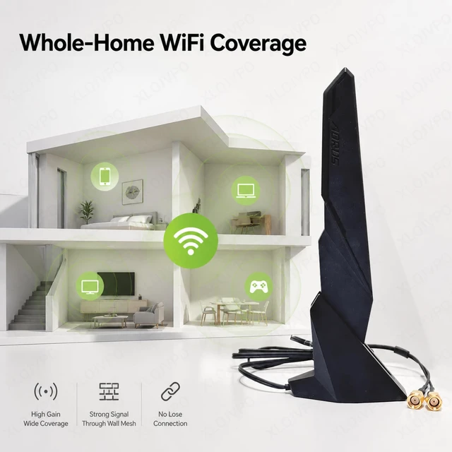 Alt view image 3 of 5 - WiFi 6 Magnetic Antenna WiFi Antenna for ASUS Desktop PC Gaming Motherboard