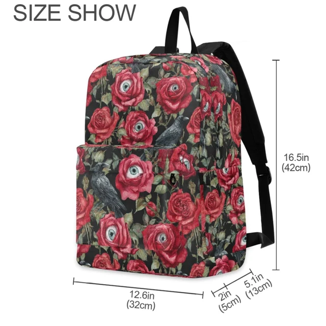 Alt view image 2 of 5 - ZzWwR Halloween Red Roses with Eyeballs Crows Big Travel Laptop Backpack Durable Computer Bag Gift for Men Women School Bookbags Work