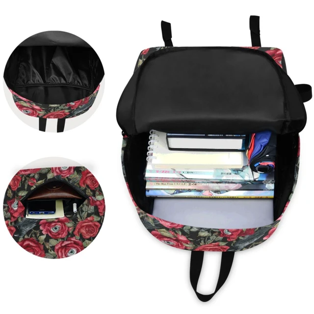 Alt view image 5 of 5 - ZzWwR Halloween Red Roses with Eyeballs Crows Big Travel Laptop Backpack Durable Computer Bag Gift for Men Women School Bookbags Work