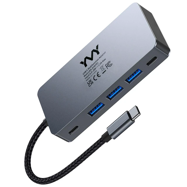 Alt view image 2 of 5 - Dual Monitor Connector, HDMI Splitter for Dual Monitors Extended Display, USB C Laptop Dock for 2 Monitors 4K 30Hz, PD 100W for Mac,MacBook Pro/Air, Dell, Surfacebook (7 in 1 2HDMI+3USB3.0)