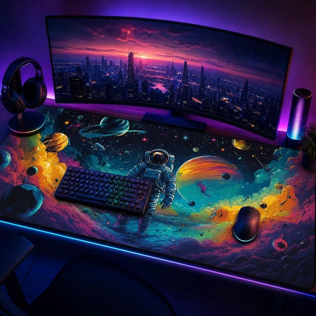 Main image of Galaxy Astronaut Space XXL Gaming Mouse Pad 48"x24", Non-Slip Base Desk Mat