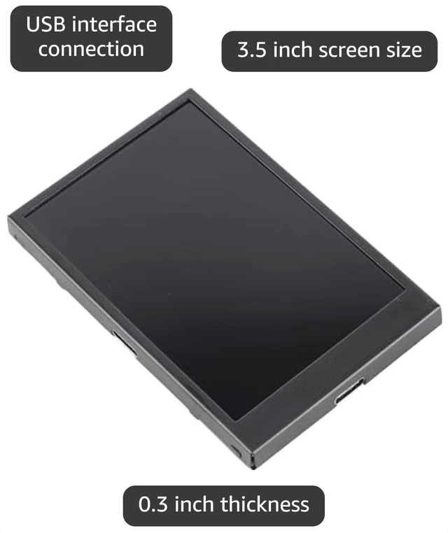 Alt view image 3 of 5 - YWBL-WH USB Mini Screen, Portable Monitor 3.5in USB Screen 360 Degree Rotation Full Viewing Angle Multi Theme Energy Saving, Single Board Computers