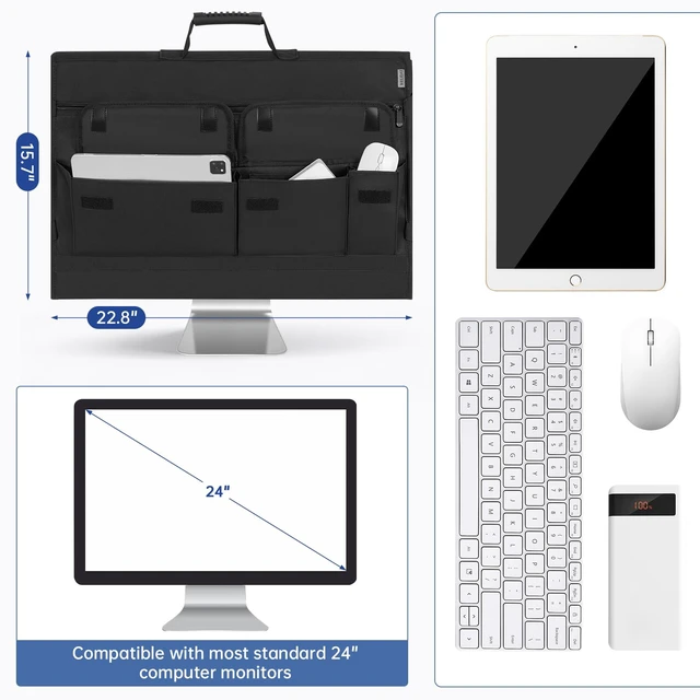 Alt view image 2 of 5 - Monitor Carrying Case for 24" LCD Screens, Compatible with iMac 21.5"/24"