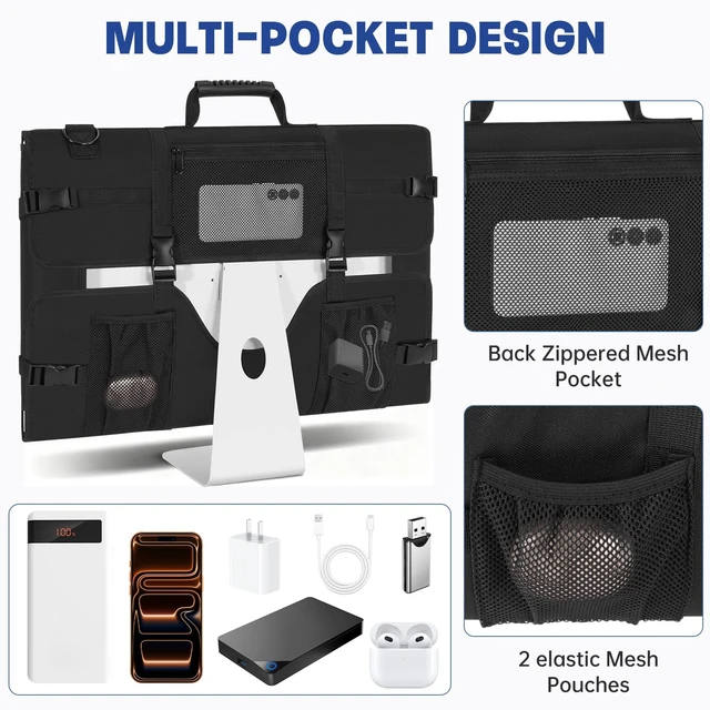 Alt view image 3 of 5 - Monitor Carrying Case for 24" LCD Screens, Compatible with iMac 21.5"/24"