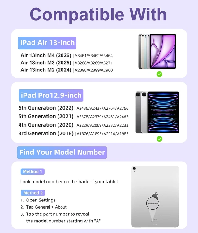 Alt view image 2 of 5 - Hamile for iPad Air 13-inch & Pro 12.9 Case with Keyboard - 7-Color Backlit