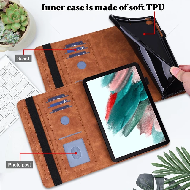 Alt view image 3 of 5 - TUOLISG for Kindle Fire Max 11 Case - Embossed Lace PU Leather Flip Folio Tablet Case with Elastic Band & Card Slots/Holder, Multi-Angle Viewing Stand Cover, Brown