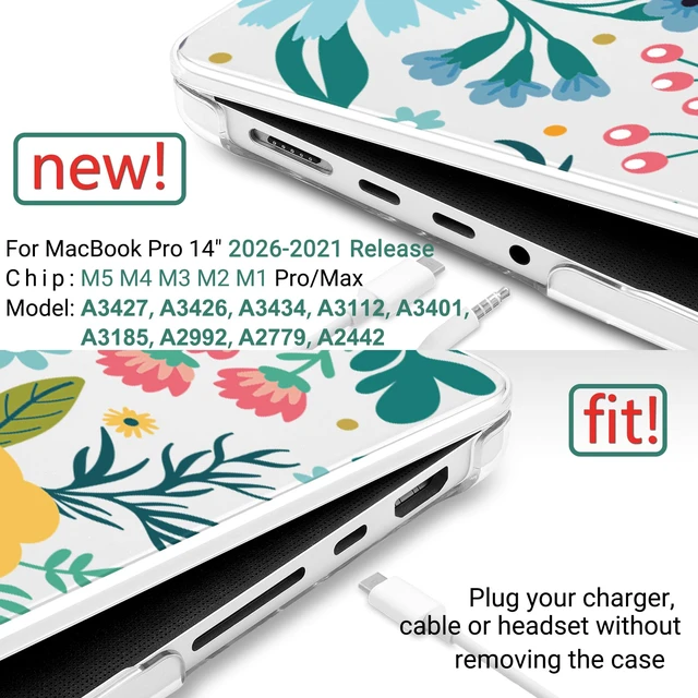 Alt view image 2 of 5 - TWOLSKOO Compatible with MacBook Pro 14 inch Case 2023 2022 2021 Release M2 A2779 M1 A2442 Pro/Max Chip with Touch ID, Plastic Hard Shell Case & Keyboard Cover & Screen Protector, Abstract Flower