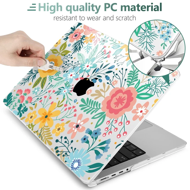 Alt view image 3 of 5 - TWOLSKOO Compatible with MacBook Pro 14 inch Case 2023 2022 2021 Release M2 A2779 M1 A2442 Pro/Max Chip with Touch ID, Plastic Hard Shell Case & Keyboard Cover & Screen Protector, Abstract Flower